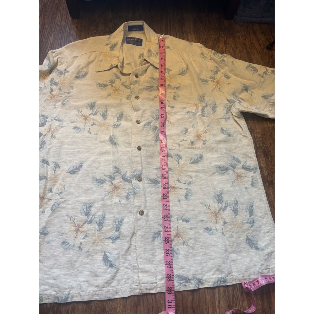 Pendleton Mens Silk Tropical Floral Short Sleeve Button down resort vacation L - Picture 4 of 10